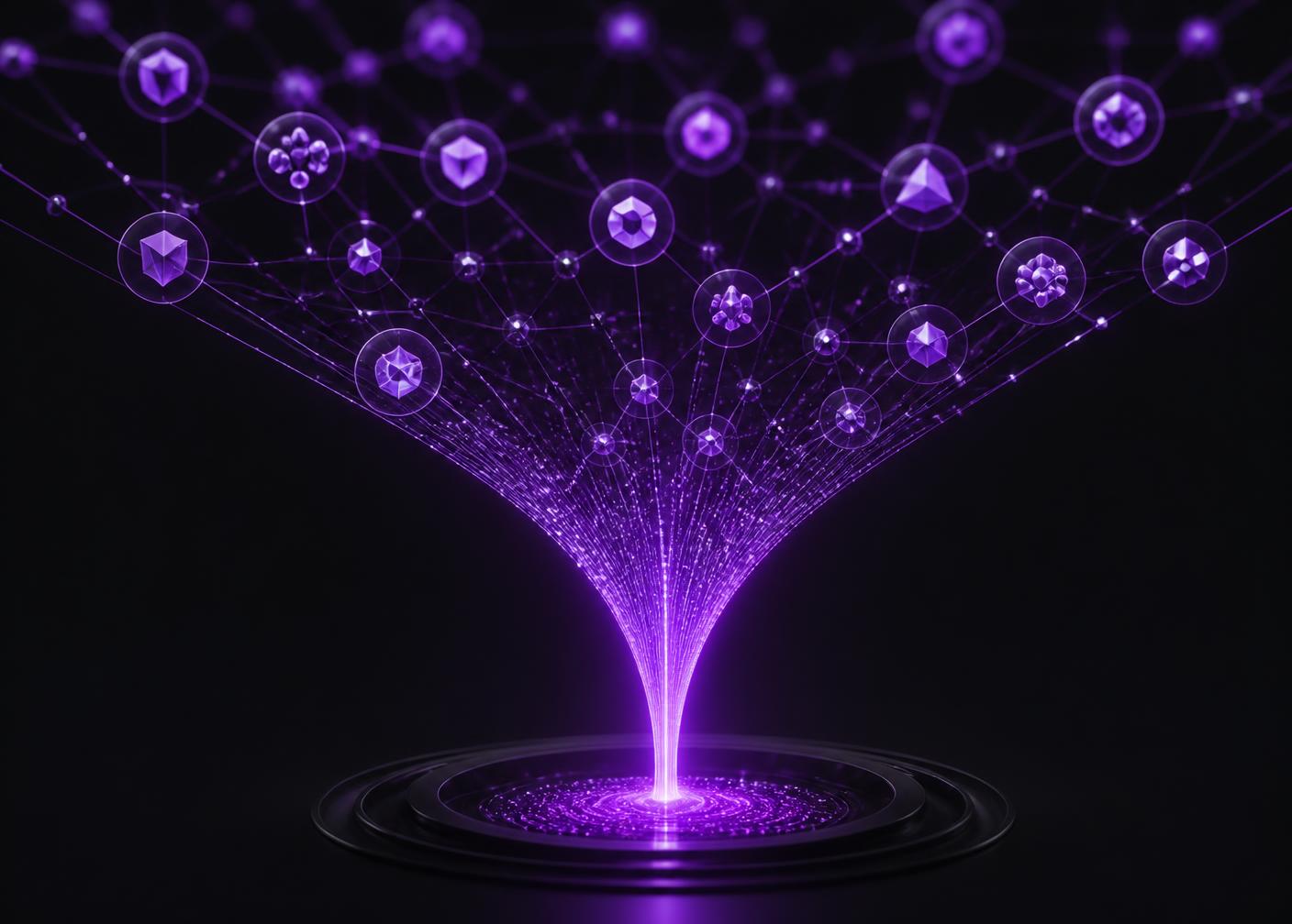 Abstract visualisation of an AI-driven marketing data network